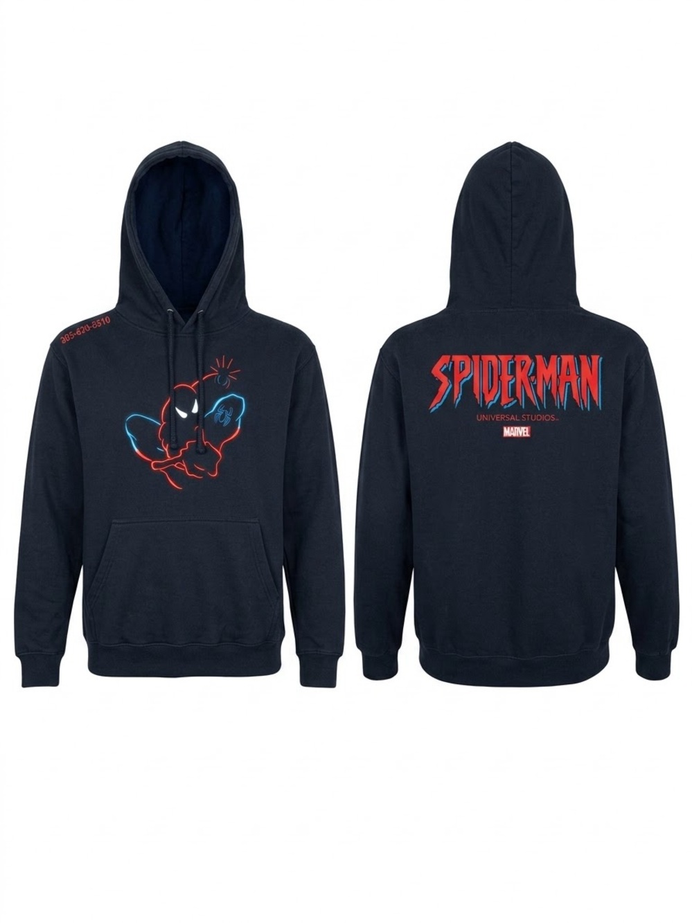 Official Universal Studios Marvel Spiderman Neon Outline Graphic Pullover hoodie